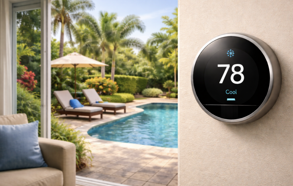 thermostat in venice set at ideal temperature of 78 degrees